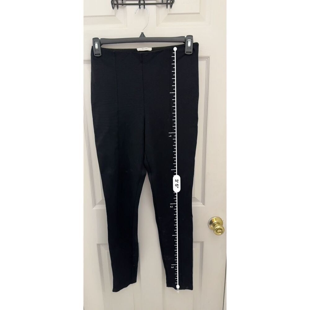 The Row Ribbed Pants Size Large Black Front Seam Skinny Slim Classic - Picture 8 of 9